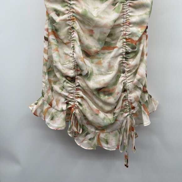 Selfie Leslie Mini Bodycon Dress Gathered Ties Multicolor Print Size XS - Picture 3 of 9